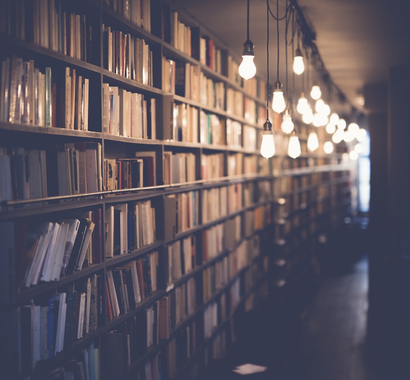 University library interior with bookshelves